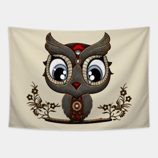 Cute little steampunk owl Tapestry