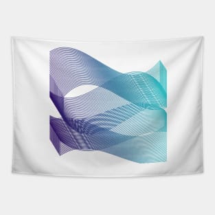 Blue Lineart minimalist geometric ocean Tapestry