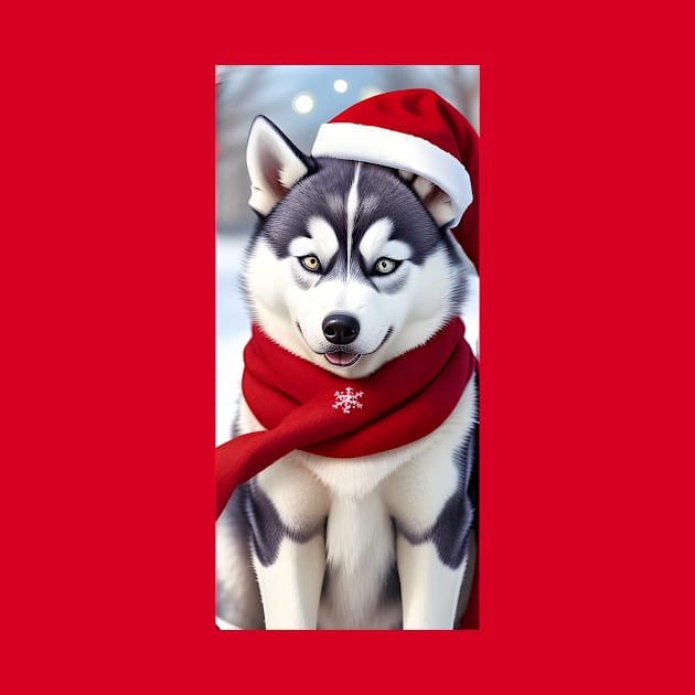 Cute Christmas husky dog by colorful444