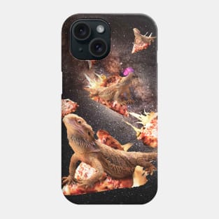 Galaxy Bearded Dragon On Pizza - Space Lizard Phone Case