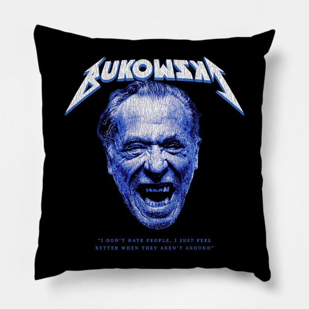 Charles Bukowski Rock Vintage Pillow by demarsi anarsak