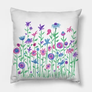 Cheerful spring flowers watercolor painting Pillow