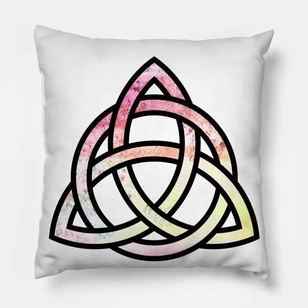 Celtic Trinity Knot Triquetra with Circle Pastel Style Design Pillow by TenchiMasaki