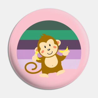 Cute little Monkey loves Bananas Pin