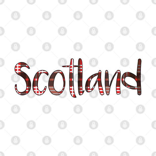 SCOTLAND, Red, Black and White Tartan Style Design by MacPean