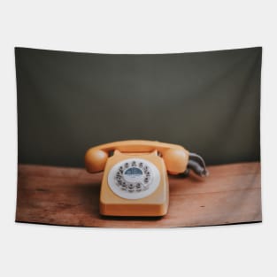 Retro orange phone Tapestry