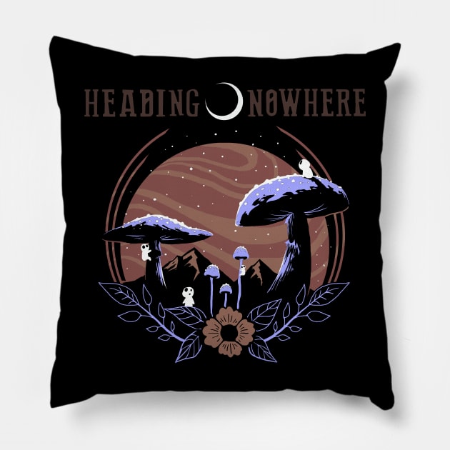 Heading Nowhere Purple/Brown Pillow by Iceuh1