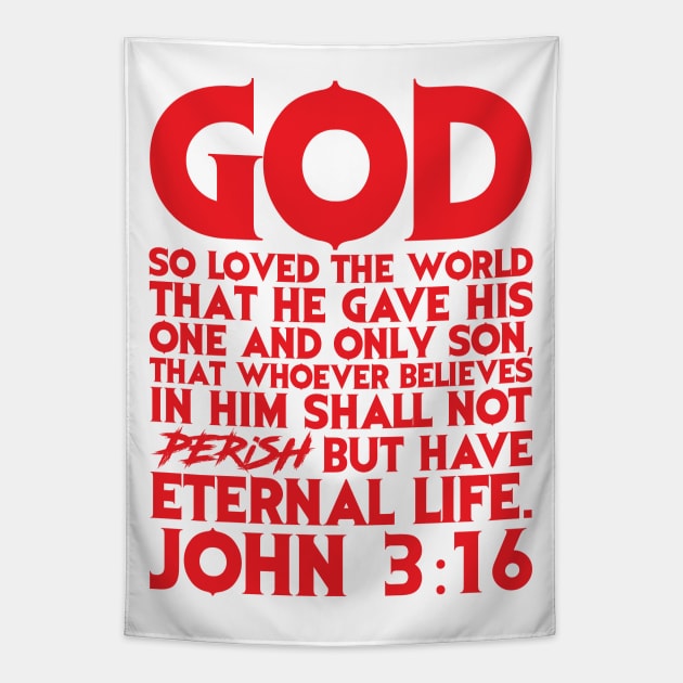 John 3:16 For God So Loved The World Tapestry by Plushism