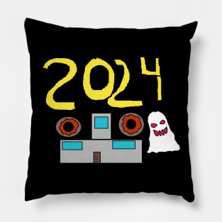 pixel art 2024 paranormal donut graduation Pillow