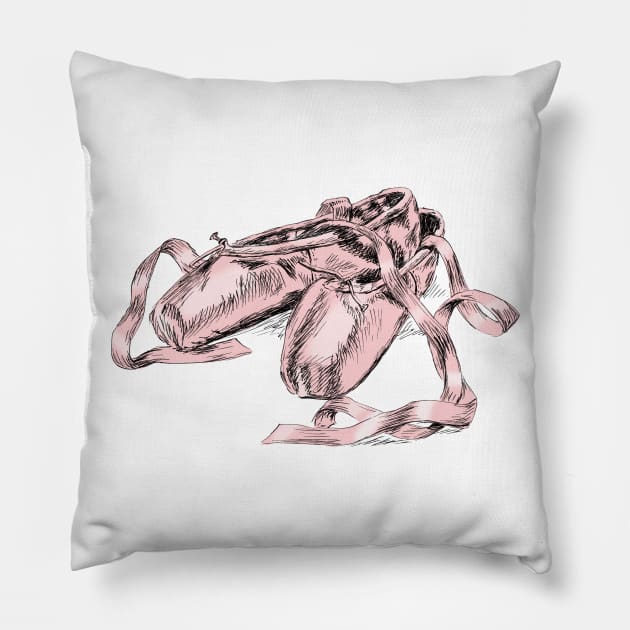 Pink Ballet Shoes Pillow by rachelsfinelines