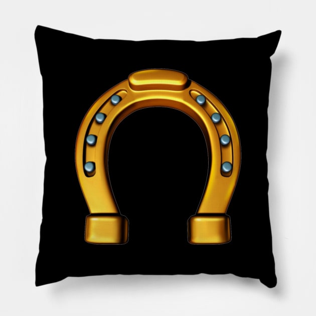 Lucky Golden Horseshoe Pillow by pickledpossums