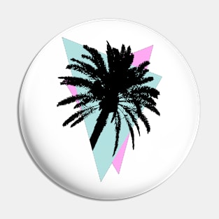 Retrowave Palm Tree In Cyan and Magenta Triangles Pin