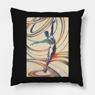 Rainbow Dancer Male Ballet Linoprint Pillow