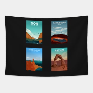 Utah National Parks Travel Poster Sticker Collection Tapestry