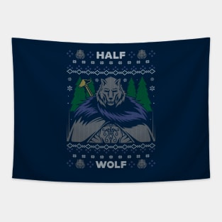 Half Wolf Knight Christmas Tapestry