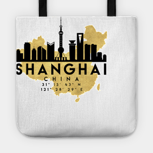 Shanghai China Skyline Map Art Tote