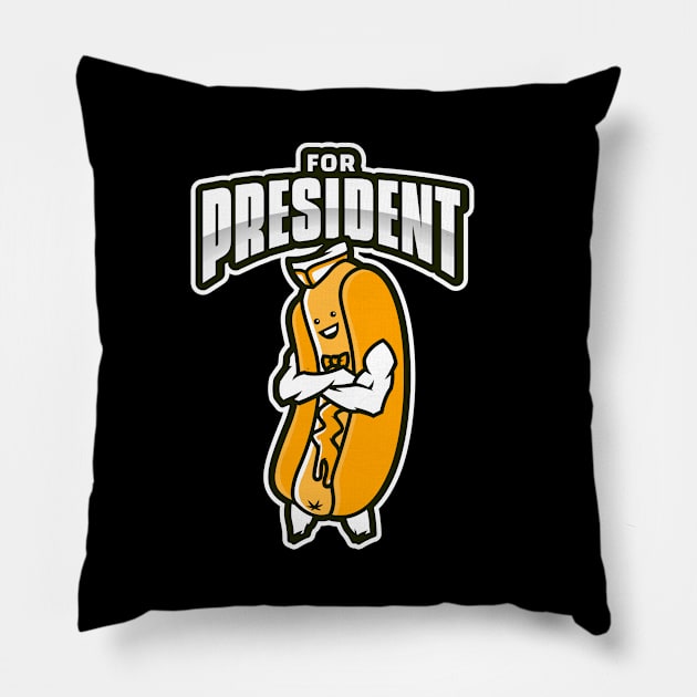 Funny Muscular Hot-Dog for President Pillow by Boga