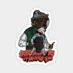 Crazy Dog with baby Magnet