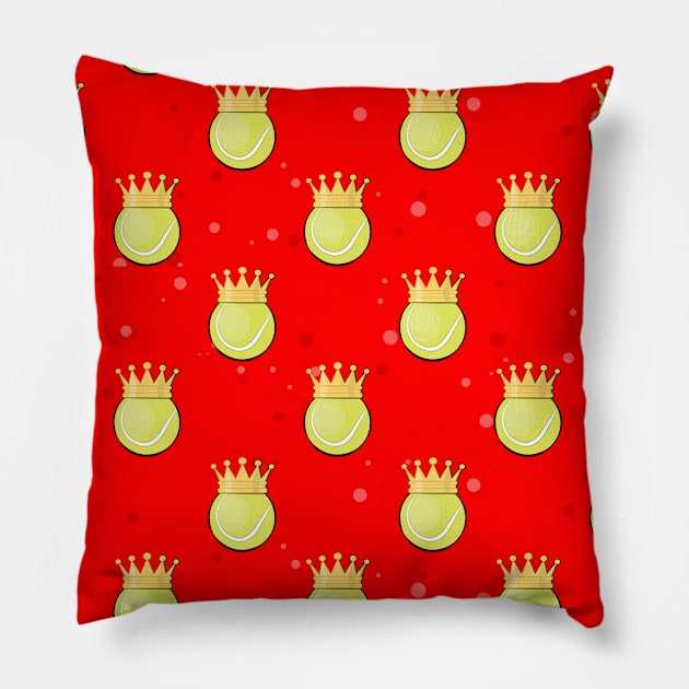 King Tennis - Seamless Pattern on Red Background Pillow by DesignWood-Sport