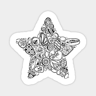 Decorative Star Symbol from Sea Pebbles with Ornaments Magnet