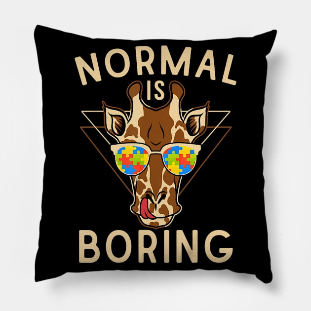 Normal Is Boring Autism Awareness Giraffe Pillow by eldridgejacqueline