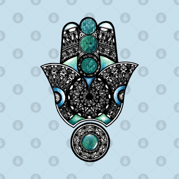 Hamsa blue hand by Lamink