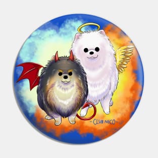 Angel & Devil Pomeranian Pom-Poms Pin