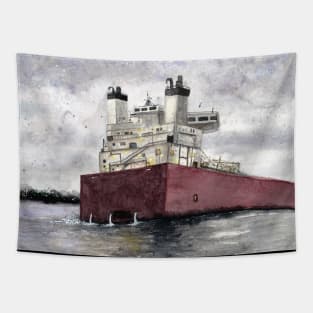 Sault Locks Freighter Tapestry