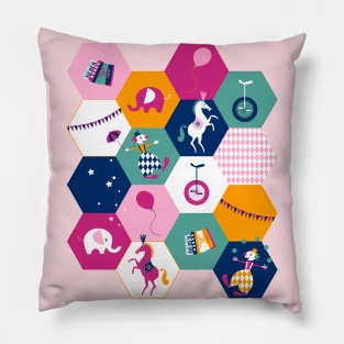 circus hexagons pink and turquoise Pillow