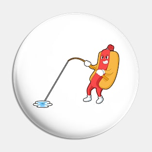 Hotdog at Fishing with Fishing rod Pin