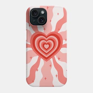 Retro Heart Waves - Red Orange Phone Case