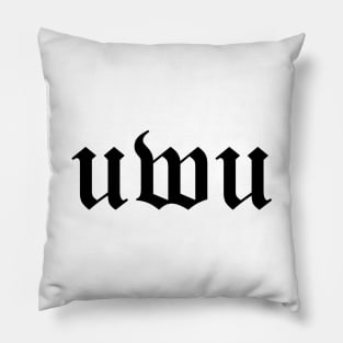 uwu UWU Calligraphy Style (Black Text) Pillow