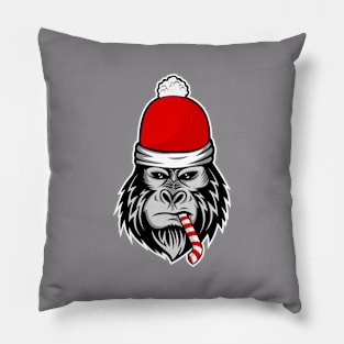 christmas santa claus gorilla candy cane Pillow