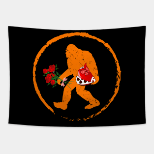 Valentines Day Bigfoot Funny Sasquatch Tapestry