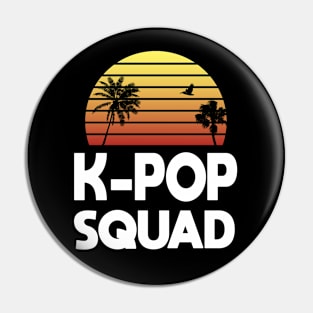 K-Pop Squad with palm trees and sunset, Kpop Pin