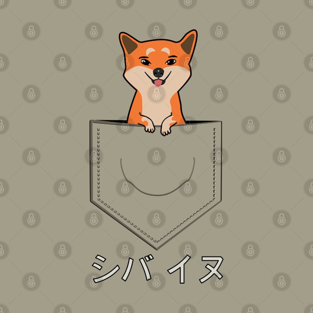 Cute Shiba Inu in a Pocket by Mewzeek_T