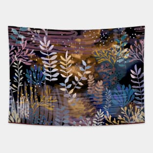 Ocean Song Garden Seaweed Purple Gold Violet Tapestry