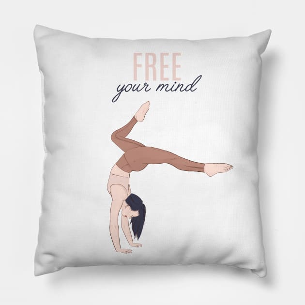 Yoga free your mind Pillow by Milatoo