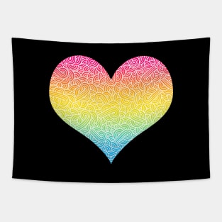 Ombré pansexuality colours and white swirls doodles heart Tapestry