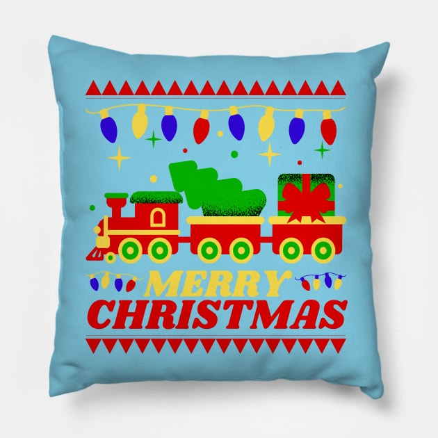 Merry Christmas vintage ugly snow lamps Pillow by SpaceWiz95