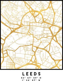 LEEDS ENGLAND CITY STREET MAP ART Magnet