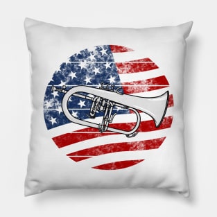 Flugelhorn USA Flag Hornist Brass Musician 4th July Pillow