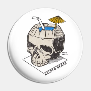 Holden Beach, NC Summertime Vacationing Skull Drink Pin