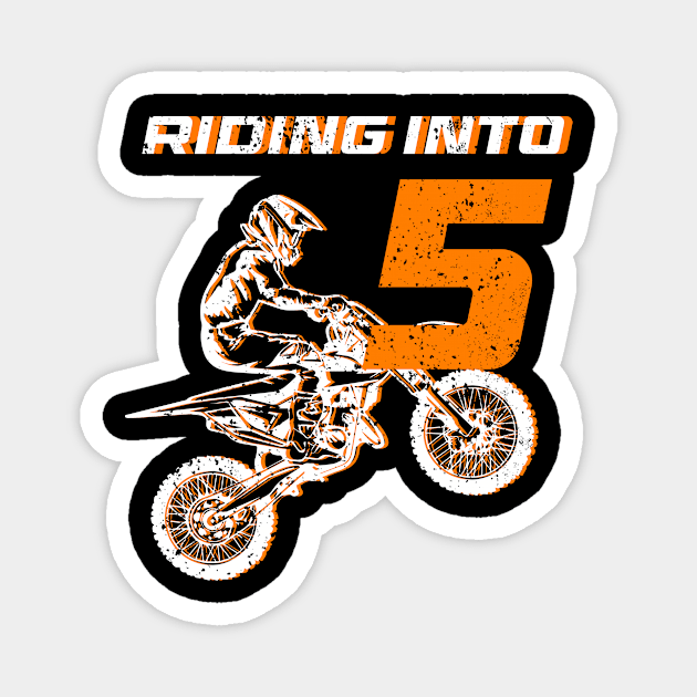 Riding into 5th birthday boy Dirt Bike B-day Gift For Kids Tollders Magnet by inksplashcreations