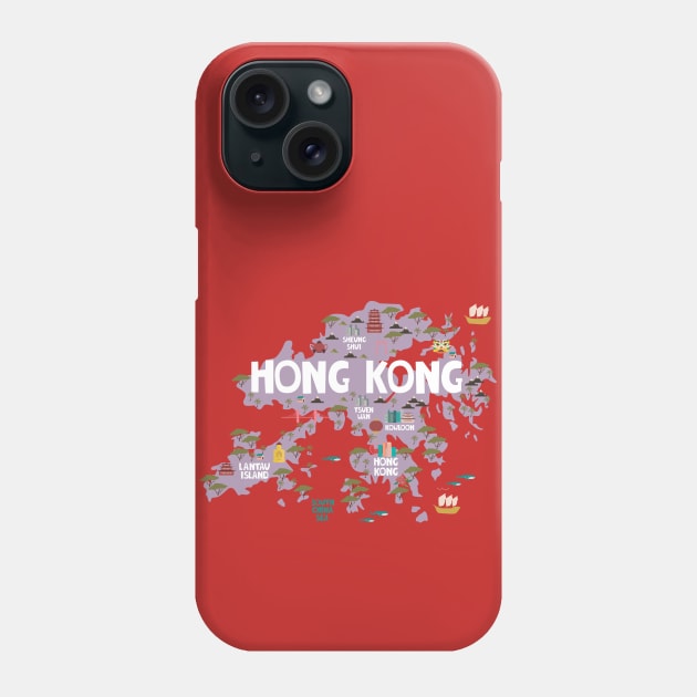 Hong Kong illustrated map Phone Case by JunkyDotCom