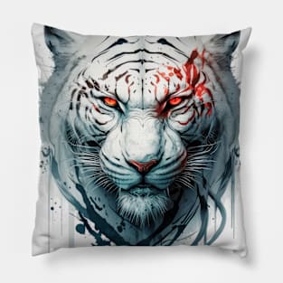 Tiger Portrait Animal Painting Wildlife Outdoors Adventure Pillow