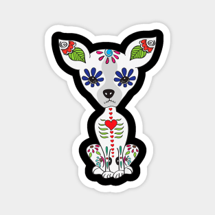 Chihuahua Skull Floral Skeleton Magnet