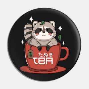 Kawaii Tanuki Tea Cup Pin