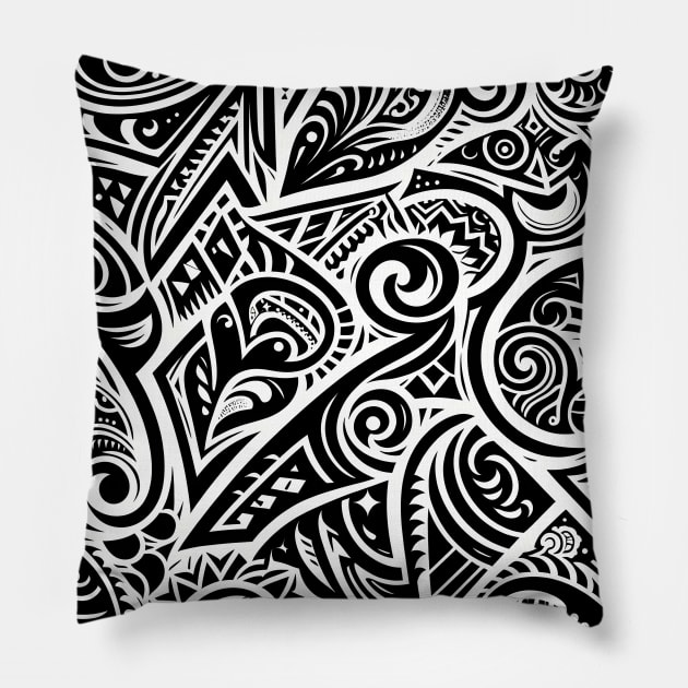 Discover Aotearoa's Cultural Tapestry: Authentic Maori Art in Vibrant Illustrations Pillow by insaneLEDP