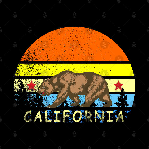 Awesome California Retro vintage Full moon Bear by S-Log